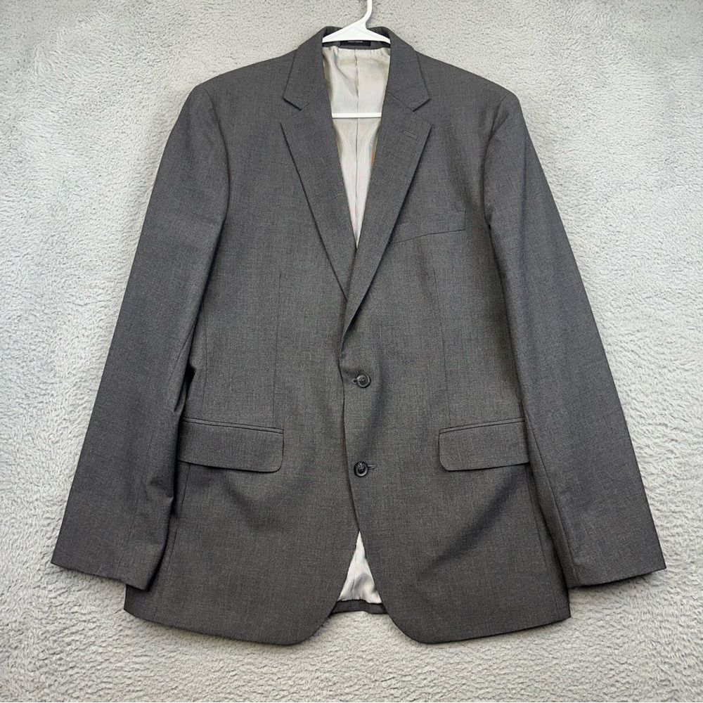 J‎ Ferrar Blazer Mens 42L Gray 2 Button Polyester Blend Business Casual Wedding